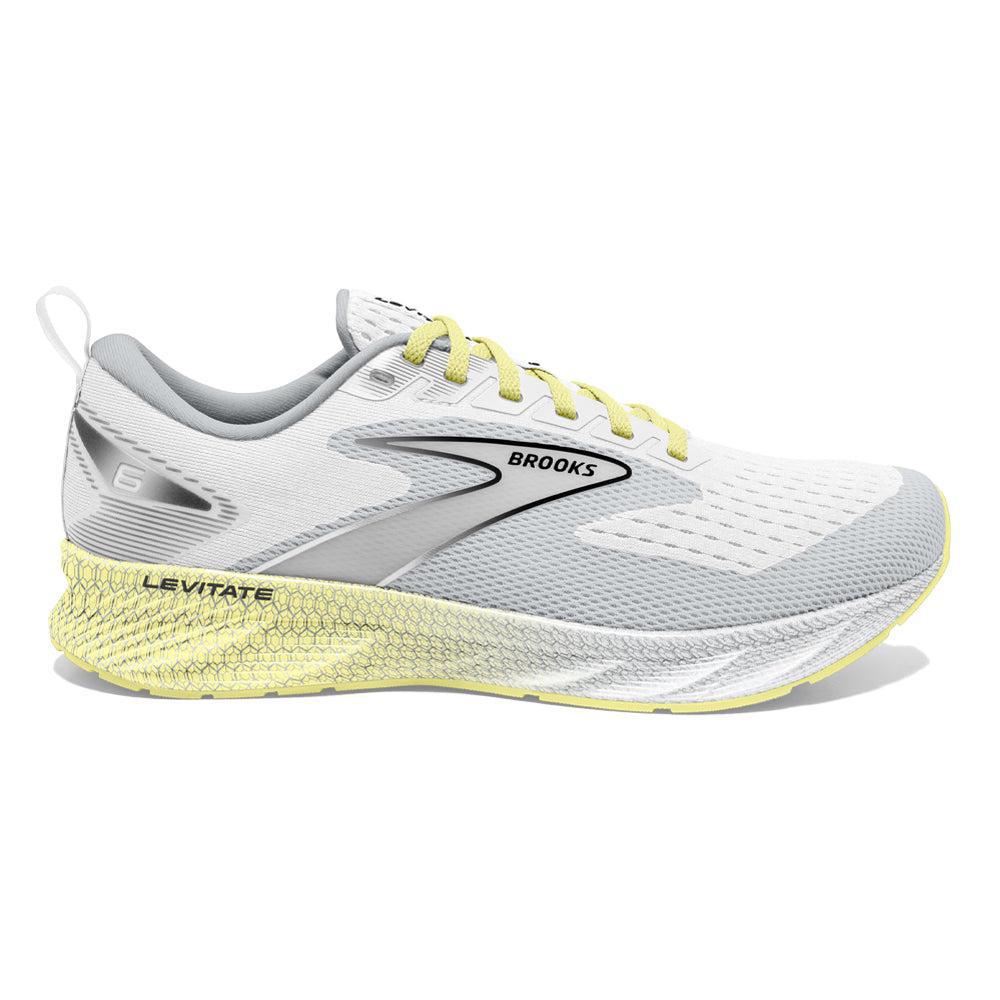 Women's Brooks Levitate 6, White/Oyster/Yellow, 11 B Medium