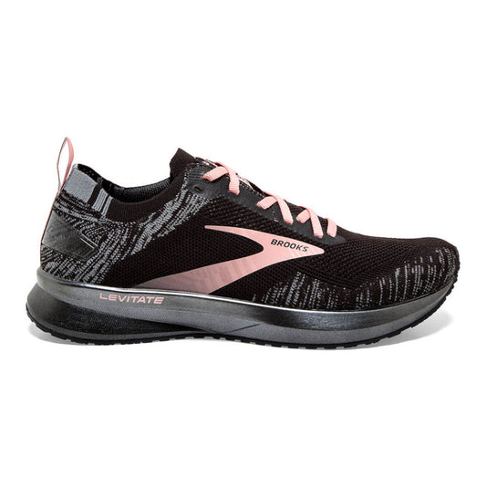 Women's Brooks Levitate 4, Black/Grey/Coral Cloud, 11 B Medium