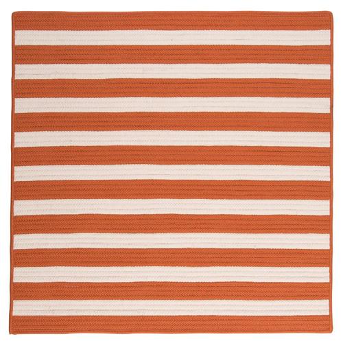 4' Orange and white Square Braided Area Rug