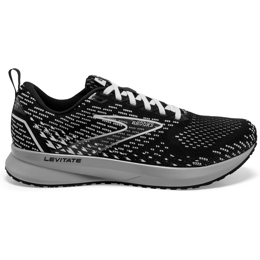 Women's Brooks Levitate 5, Black/Grey/White, 10.5 B Medium