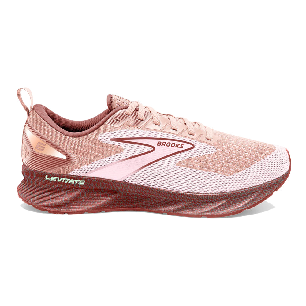 Women's Brooks Levitate 6, Peach Whip/Pink, 6 B Medium